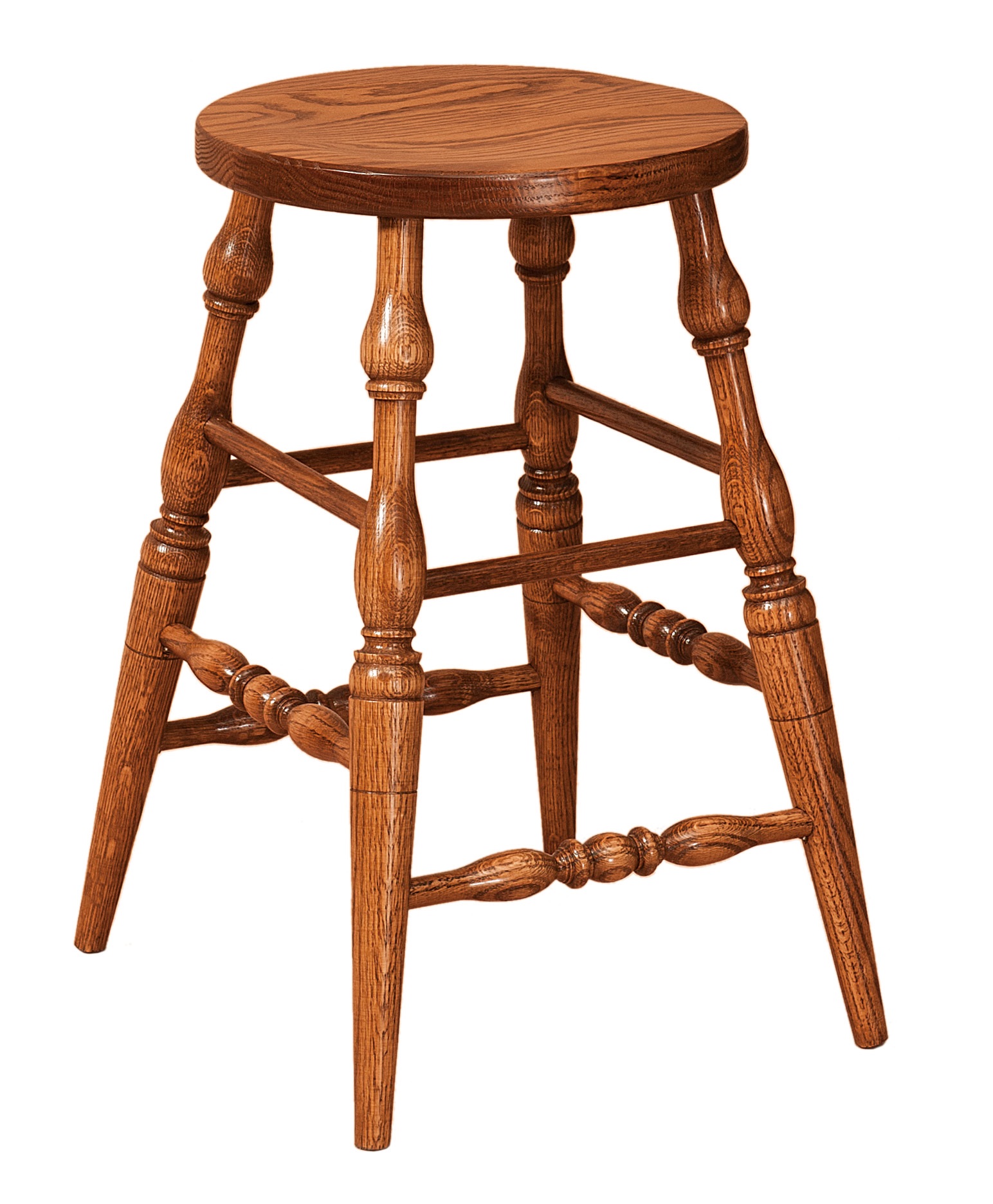 F&amp;N Amish Chairs - 24" Height Stationary Bar Stool - Wood 