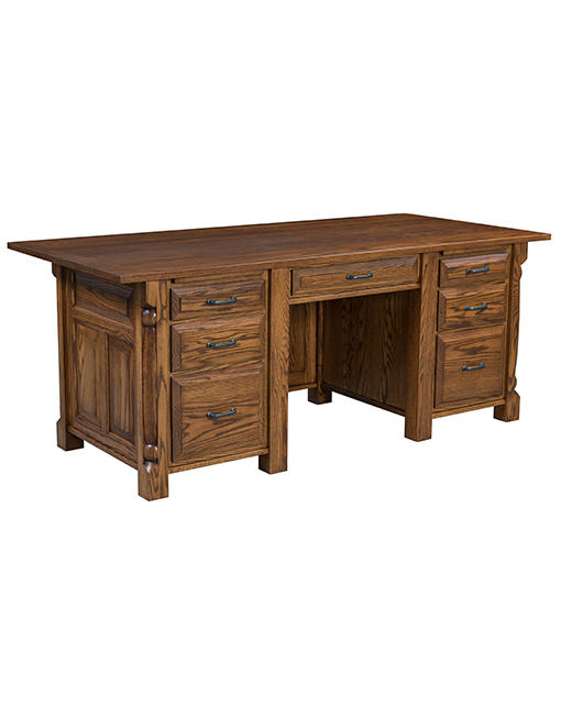 E I Woodworking Amish Quartet Executive Desk Amish Furniture